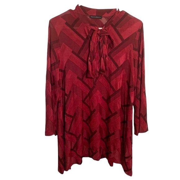 Nally & Millie Handkerchief Hem Tunic Burgundy - Picture 1 of 9